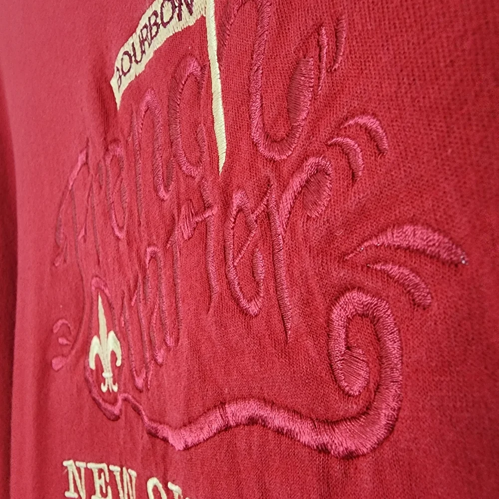 New‎ Orleans French Quarter embroidered deep red t-shirt 3XL